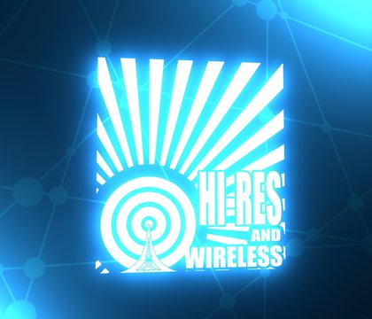 Wi Fi Network Symbol . Mobile gadgets technology relative  image. Hi res and wireless text on sun rays background. 3D rendering
