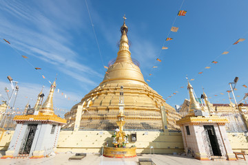 Fototapeta premium The Botataung Pagoda located in downtown Yangon, Myanmar..Botataung Pagoda was a famous Landmark in Yangon with Buddha’s sacred hair relic in the main paogda