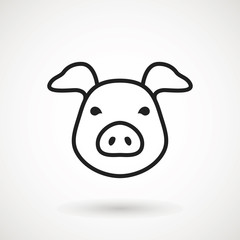 Pig line icon. logo Piglet face in outline style. Icon of Cartoon pig head. Chinese New Year 2019. Zodiac. Chinese traditional Design, decoration Vector illustration
