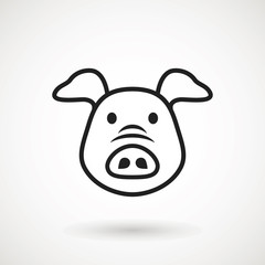 Pig line icon. logo Piglet face in outline style. Icon of Cartoon pig head. Chinese New Year 2019. Zodiac. Chinese traditional Design, decoration Vector illustration
