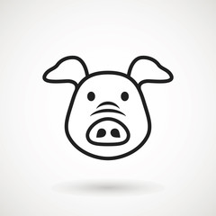 Pig line icon. logo Piglet face in outline style. Icon of Cartoon pig head. Chinese New Year 2019. Zodiac. Chinese traditional Design, decoration Vector illustration