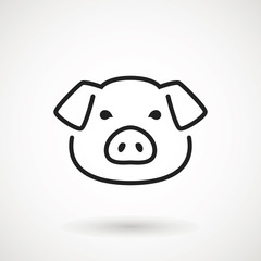 Pig line icon. logo Piglet face in outline style. Icon of Cartoon pig head. Chinese New Year 2019. Zodiac. Chinese traditional Design, decoration Vector illustration