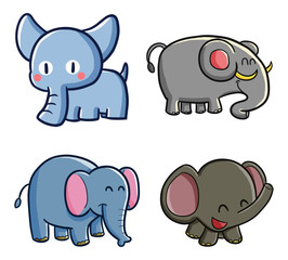 Cute and funny elephant set - vector.