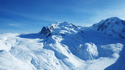 Fototapeta na wymiar View on top of Matterhorn glacier, Zermatt Switzerland