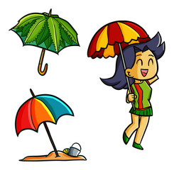Funny and colorful umbrella set - vector.