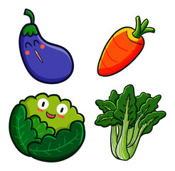 Funny and cute vegetable set - vector.