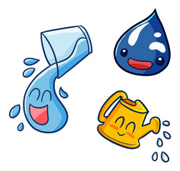 Funny and cute water drop set - vector.