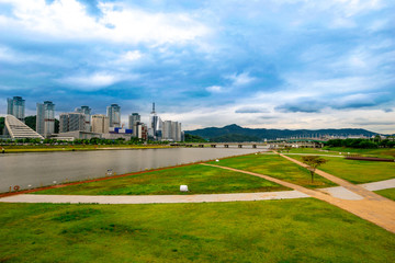 Daejeon's Gapcheon Stream and Cityscape, South Korea