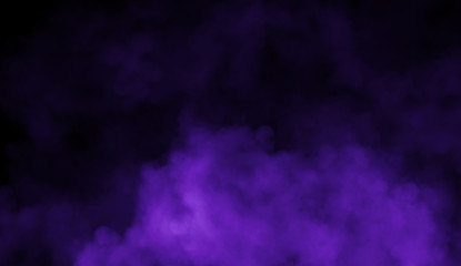 Abstract violet smoke mist fog on a black background. Texture. Design element.