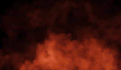 Abstract orange smoke mist fog on a black background. Texture. Design element.