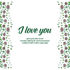 Love you text on floral card vector art