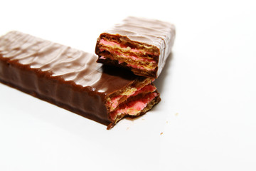 Chocolate bar on white background