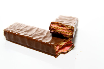 Chocolate bar on white background