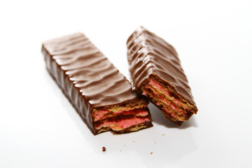 Chocolate bar on white background