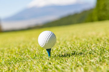 ゴルフボールと富士山