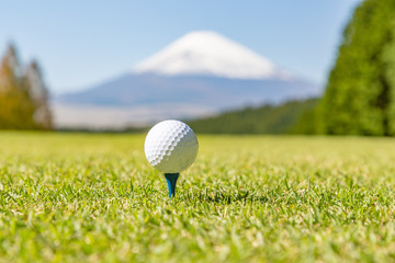 ゴルフボールと富士山