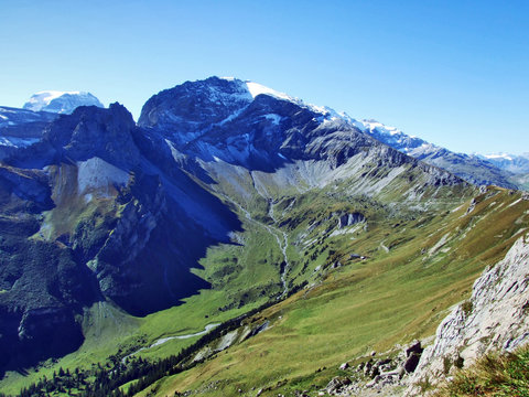 The Gemsfairenstock - mountain of the Glarus Alps, located on the border between the Swiss cantons of Uri and Glarus