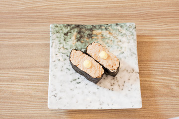sushi on plate