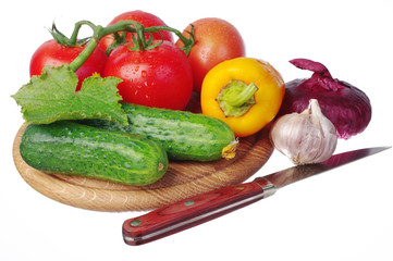 A variety of delicious vegetables. Copy space. Isolated on white