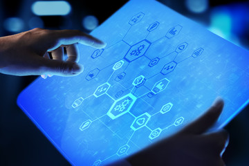 Automation system structure on virtual screen. Smart manufacturing technology and internet of...