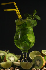 Mojito cockail against dark background	