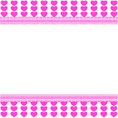 Cute template with pink lined hearts pattern on white background