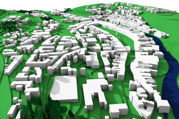 Obraz premium 3d city plan of urban scene