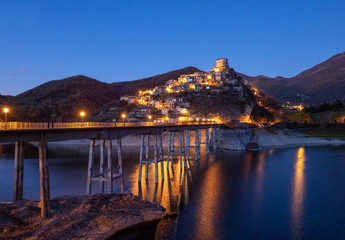 Castel di Tora (Italy) - An awesome mountain and medieval little town on the rock in Turano lake,...