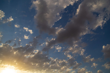 Clouds in the sky at sunset as a background