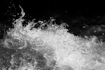 Splashes of water from the waves in the sea