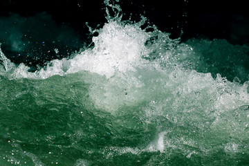 Splashes of water from the waves in the sea