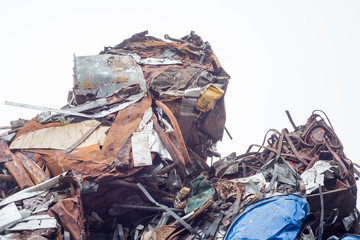 Scrap iron metal on white background