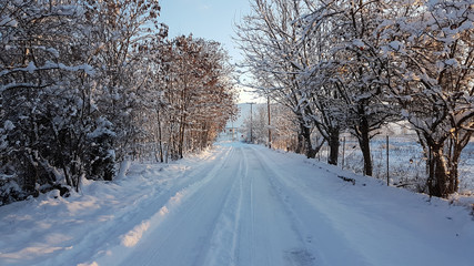 Fototapeta premium winter snow ice frost Ioannina greece