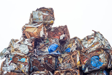 Scrap iron metal on white background
