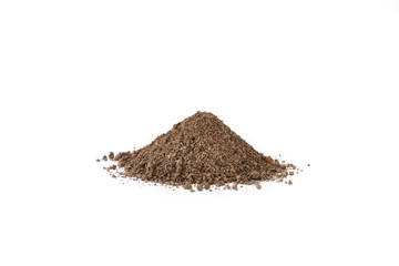 Pile heap soil humus isolated over a white background