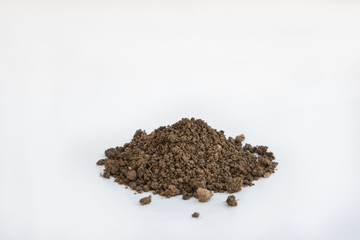 Pile heap soil humus isolated over a white background