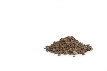 Pile heap soil humus isolated over a white background