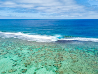 An aerial view of Muri Lagoon on Rarotonga in the Cook Islands