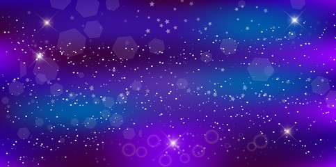 Obraz premium Purple neon magic banner, galaxy night starry sky wallpaper.