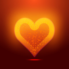 The heart with the effect of hot metal icon.Abstract symbol with contour lines,dots and polygons.Concept vector illustration.