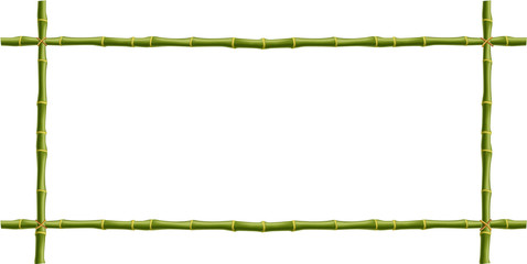 Wooden frame  of green bamboo sticks  with space for text