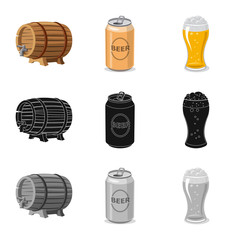 Isolated object of pub and bar sign. Set of pub and interior stock symbol for web.