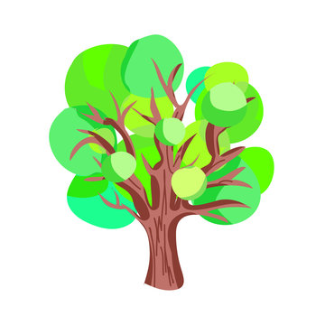 Flat seasonal shaded tree icon isolated on white background
