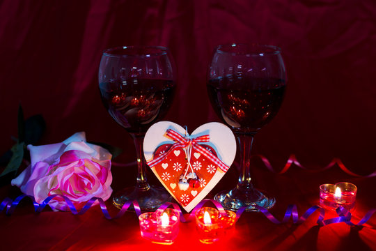 Photos in honor of the holiday of Valentine's Day   Footage shot at home ,Russia date: 5.01.2019 year, pictured hearts, background, Valentines