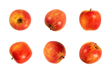 Set of red apples isolated on white background