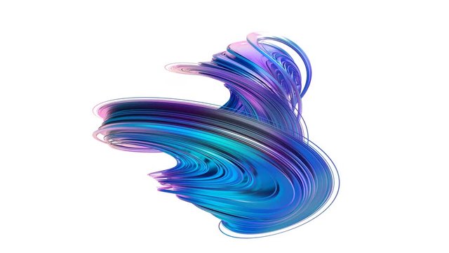Abstract 3d animation, rotating twisted shape, motion background design, 4k seamless looped video with alpha matte