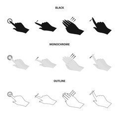 Fototapeta premium Isolated object of touchscreen and hand icon. Set of touchscreen and touch stock symbol for web.