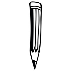 hand-drawn pencil with eraser in black and white. vector image