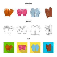 Vector illustration of glove and winter symbol. Collection of glove and equipment vector icon for stock.