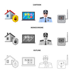 Vector illustration of office and house sign. Set of office and system vector icon for stock.